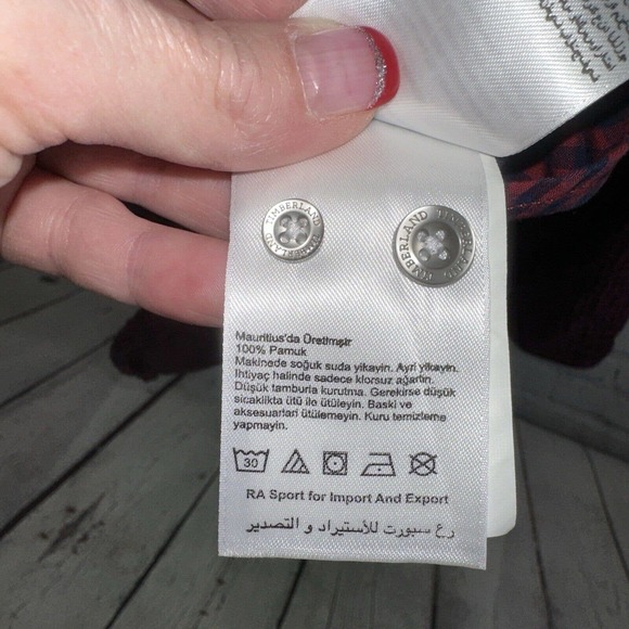 Timberland Shirt Men's XXL Check Regular Fit Long Sleeve Button Up Red White - Picture 7 of 11